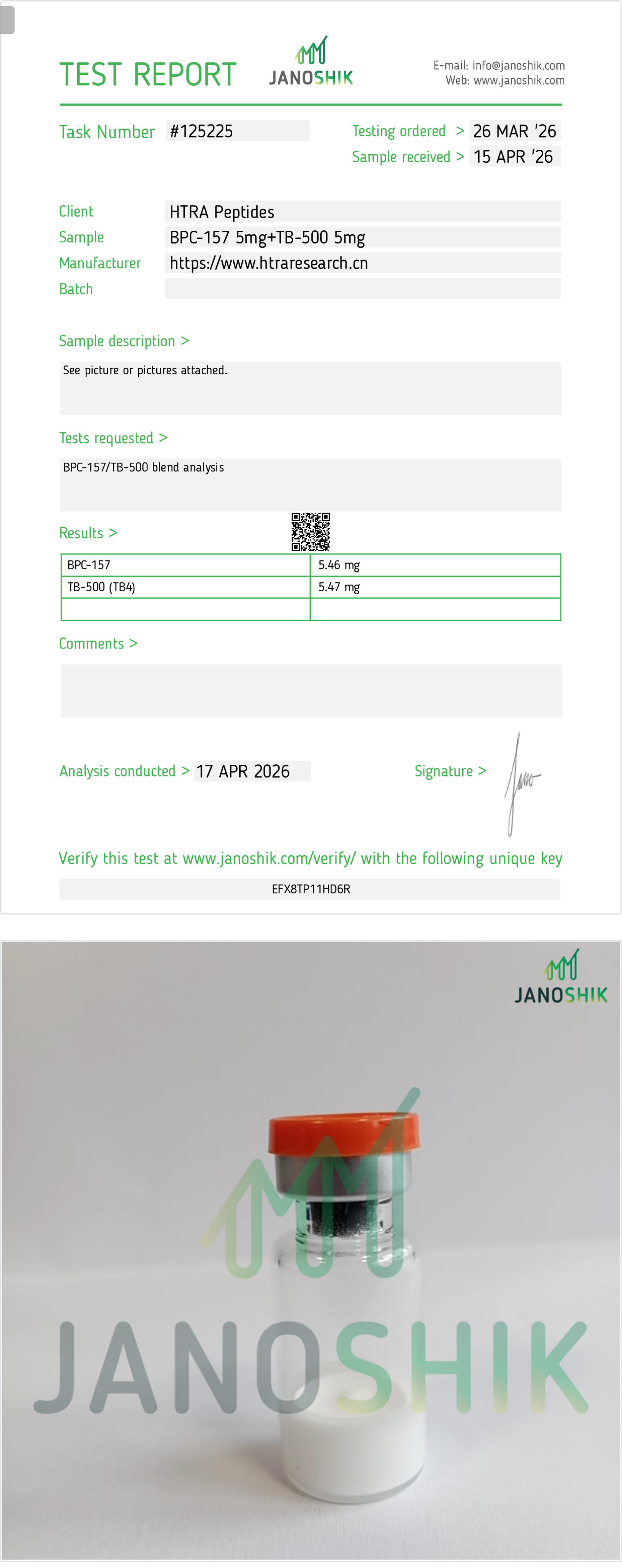 TB-500 · Janoshik Analytical Test Report